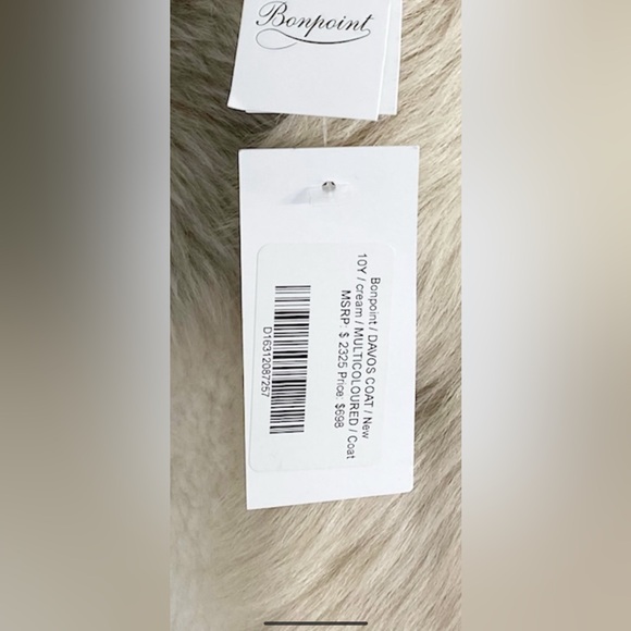 Bonpoint Girl’s Davos Coat Size 10Y Fur and Leather Pastel Patchwork NWT - Picture 5 of 6